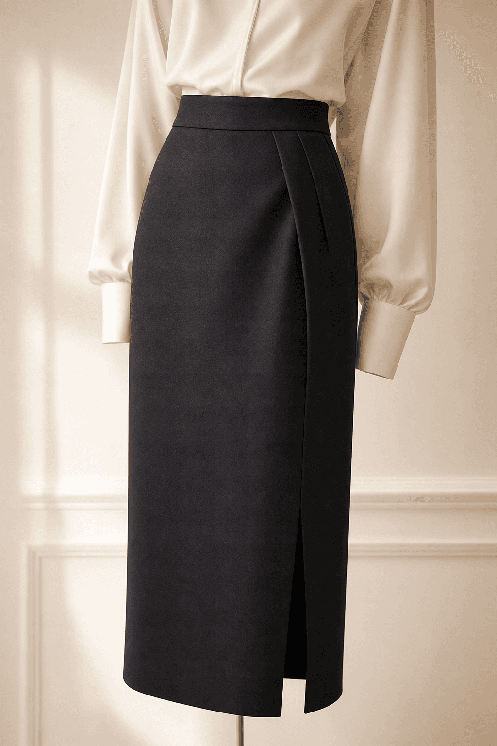 Tailored midi skirt in charcoal